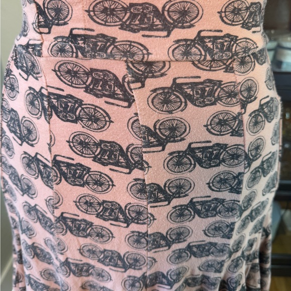 Effie’s Heart Vintage Bicycle Print Skirt Pink Black Cotton Stretch Women’s S - Picture 3 of 5